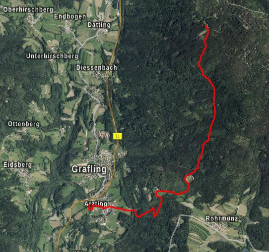 Wanderweg 1 Bahnhaltepunkt Arzting - Loderhart