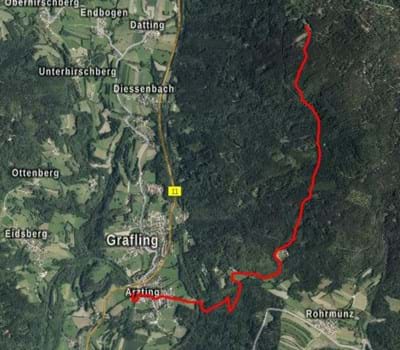 Wanderweg 1 Bahnhaltepunkt Arzting - Loderhart